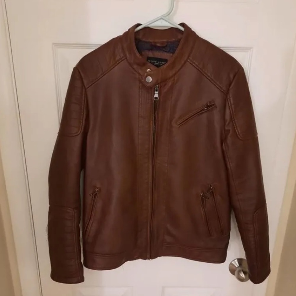 Men’s Pronto Uomo Brown Faux Leather Jacket size Small